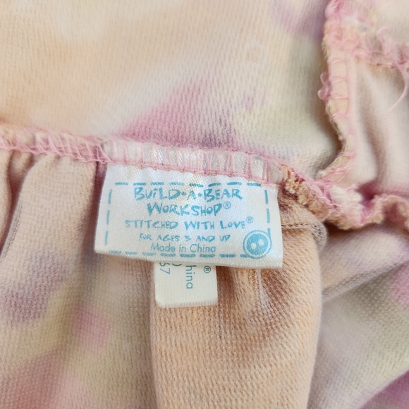 Build a Bear Dress Peach Flower Sparkle Bow Justice Tshirt Tassels Teddy Clothes - Picture 7 of 16